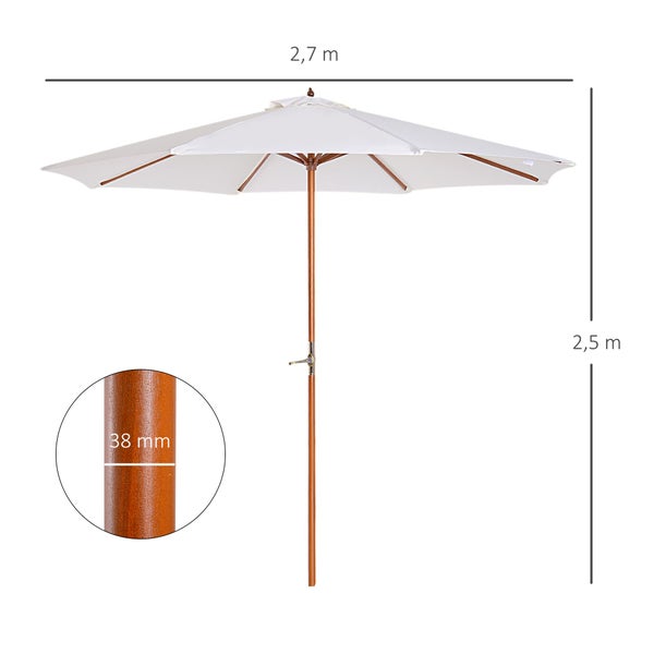 Outsunny Holz Sonnenschirm Holzschirm Gartenschirm Balkonschirm 2,5m Creme