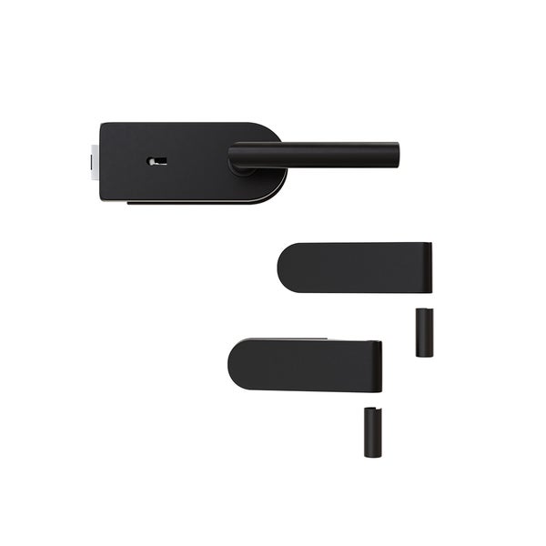 Schwarze Innentürgarnitur mit Beschlägen und Drücker