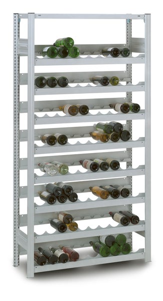 PROREGAL Weinregal Stecksystem T-Profil Grundregal HxBxT 200 x 100 x 30 cm Fachlast 35 kg 8 Ebenene Für 152 Flaschen Lichtgrau