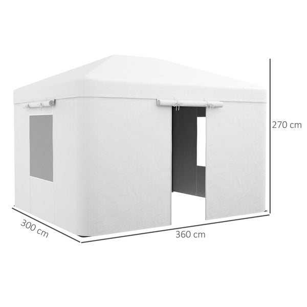 Outsunny Ersatzdach-Set für Garten Pavillondach, mit 2 Seitenwänden, Wasserdicht, Polyester, Weiß