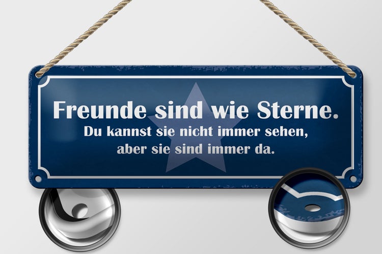 Blechschild Spruch 27x10cm Freunde sind Sterne immer da Dekoration