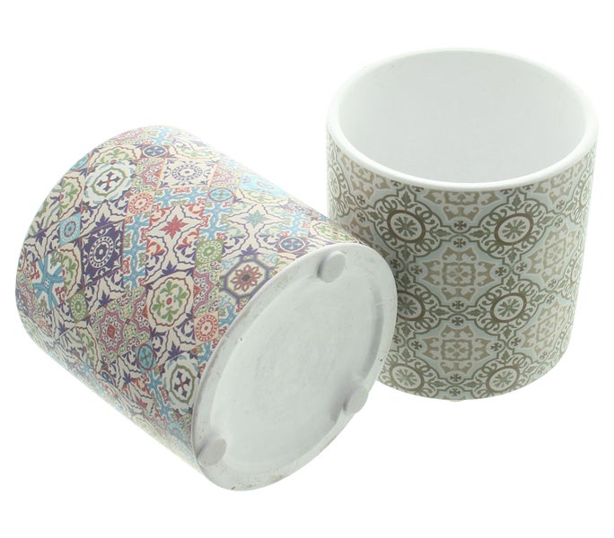 FRANK FLECHTWAREN | Blumentopf Mosaik, 2er Set, TERRACOTTA, 10,5 x 10,5 x 10,5 cm