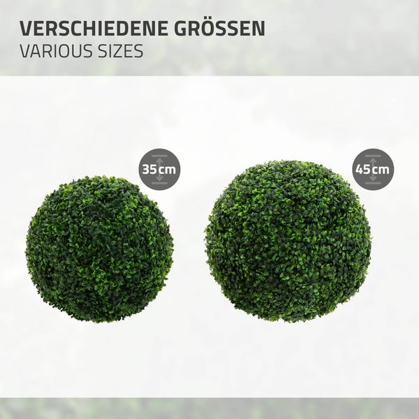 Kunstpflanze Buchsbaumkugel in verschiedenen Größen, 35 Zentimeter und 45 Zentimeter Durchmesser