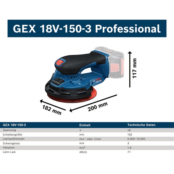 Bosch Exzenterschleifer beim Schleifen von Holz