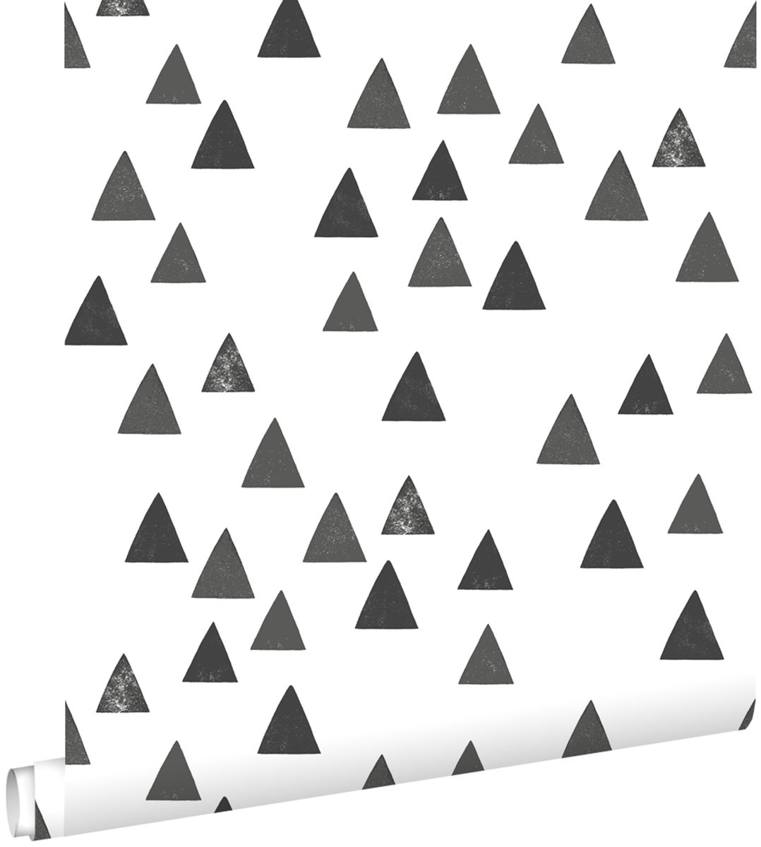 ESTAhome Tapete grafische Dreiecke Schwarz-Weiß - 0,53 x 10,05 m - 139057