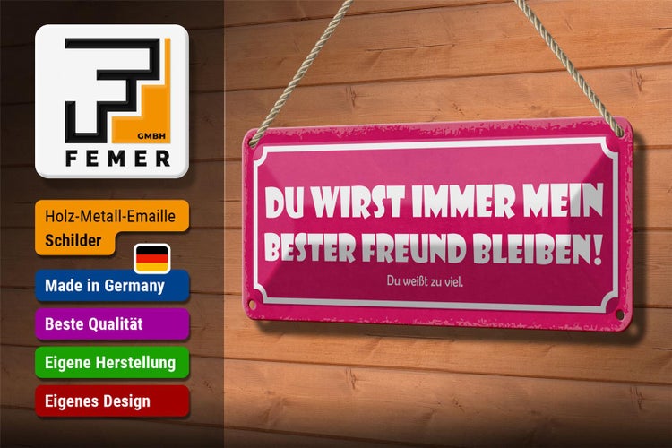 Blechschild Spruch 27x10cm du immer mein bester Freund Dekoration