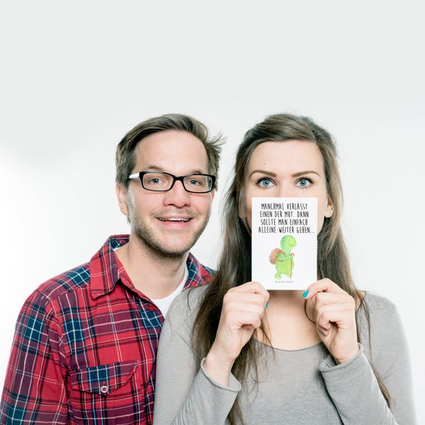 Mr. & Mrs. Panda Postkarte Schildkröte Wanderer - Weiß