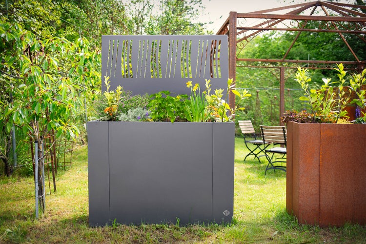 Sichtschutz Hochbeet ELEO Manarola mit Romna 40 x 136 x 180 cm Metall anthrazit - pulverbeschichtet schwarz