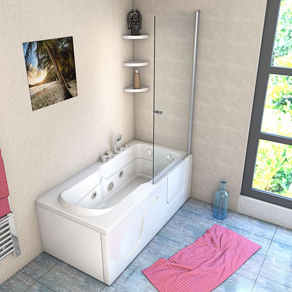 Duschkabine Whirlpool Seniorenwanne mit Tür S17D-EH-WP-L 150x75 cm