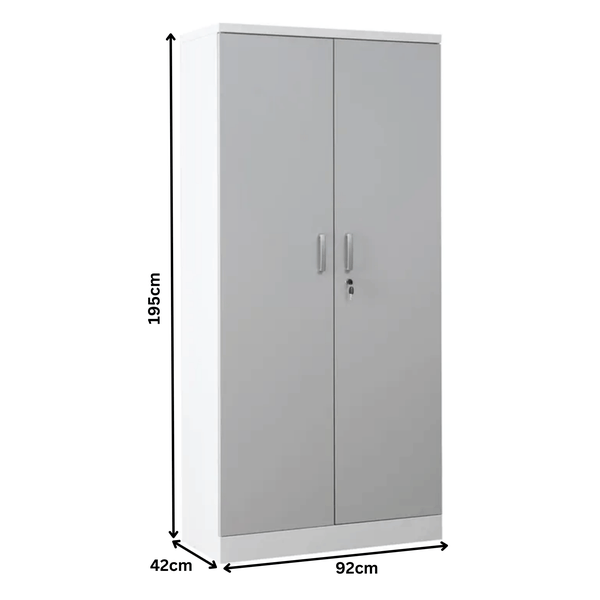PROREGAL Aktenschrank Beetle 4 Fachböden HxBxT 195 x 92 x 42 cm Weiß & Grau