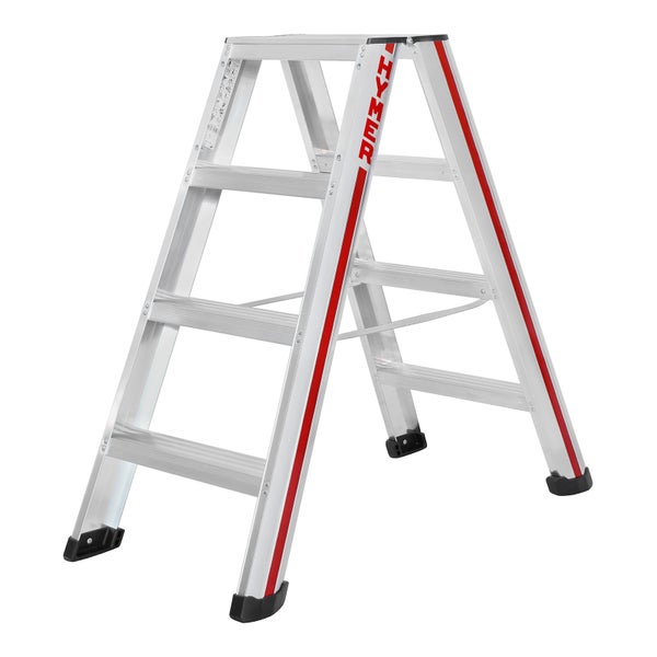 Aluminium Stufenleiter mit drei Stufen und Hymer Logo