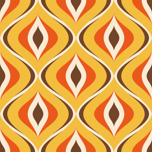 Retro-Muster mit stilisierten Formen für Wandgestaltung