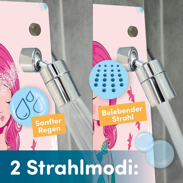 fredis Kinderdusche Motiv Meerjungfrau flexible Duschwand mit Motiv, Montage ohne Bohren