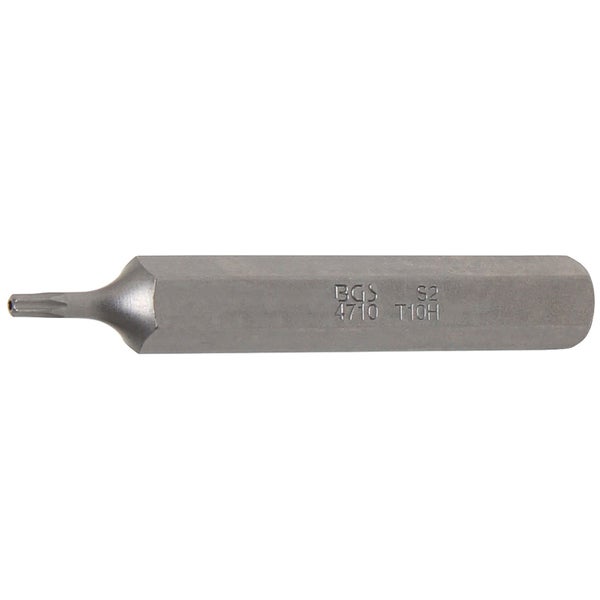 BGS Bit Länge 75 mm Antrieb Außensechskant 10 mm (3/8) T-Profil (für Torx) mit Bohrung T10 - 4710