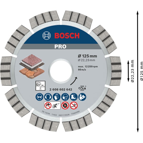 Bosch PRO Multi Material Diamanttrennscheibe 125 x 22,23 mm - 2608602642