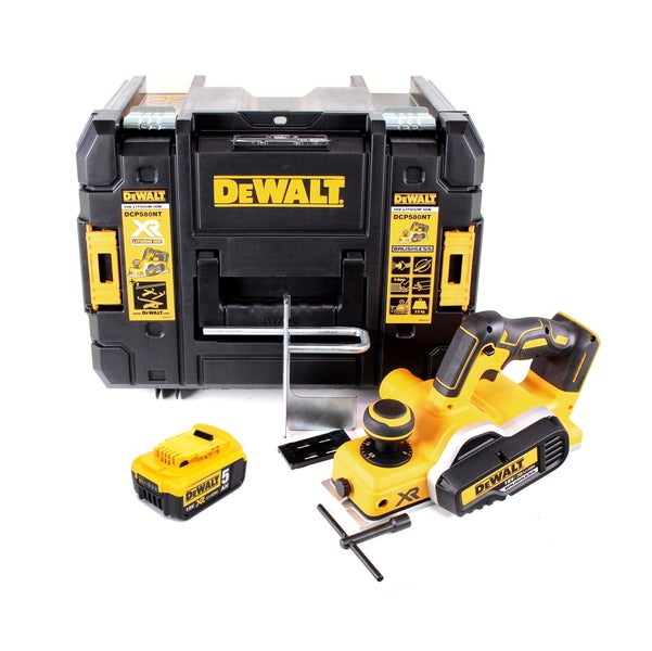 DeWalt Akku-Hobel DCP580NT 18 Volt mit Akku, Parallelanschlag und robustem Transportkoffer.
