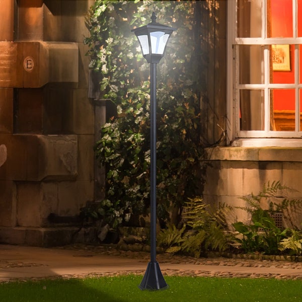 Outsunny Solar Laterne, Wegleuchte mit LED 30 Lumen, Kunststoff, 15 x 15 x 120cm, Schwarz
