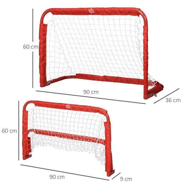 HOMCOM Fußballtore, Fußballnetz, faltbar, 90 x 36 x 60 cm, Stahl, Tetrolon, Rot