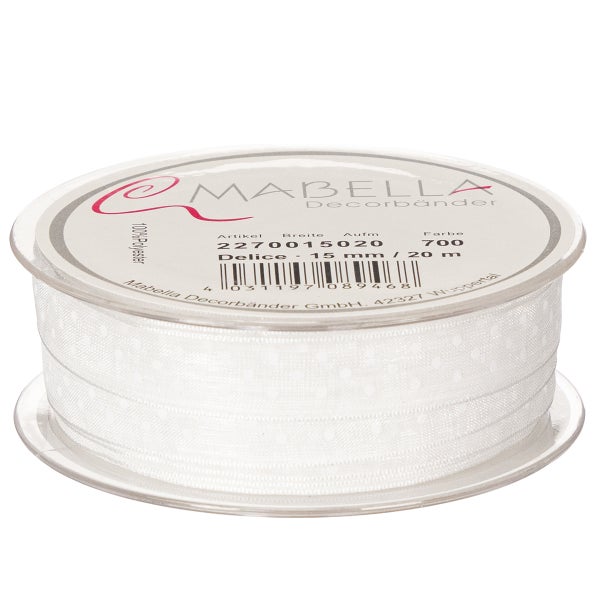 Polyester Dekoband, 15 Millimeter breit, 20 Meter lang auf Spule