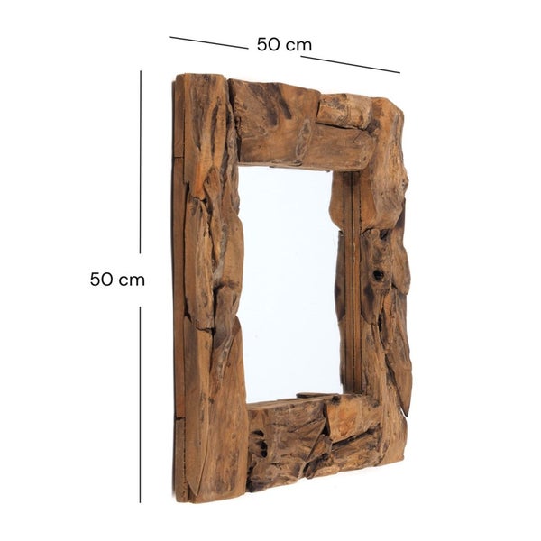 Wandspiegel  TEAK 50 Teakholz (erodiert) naturfarben