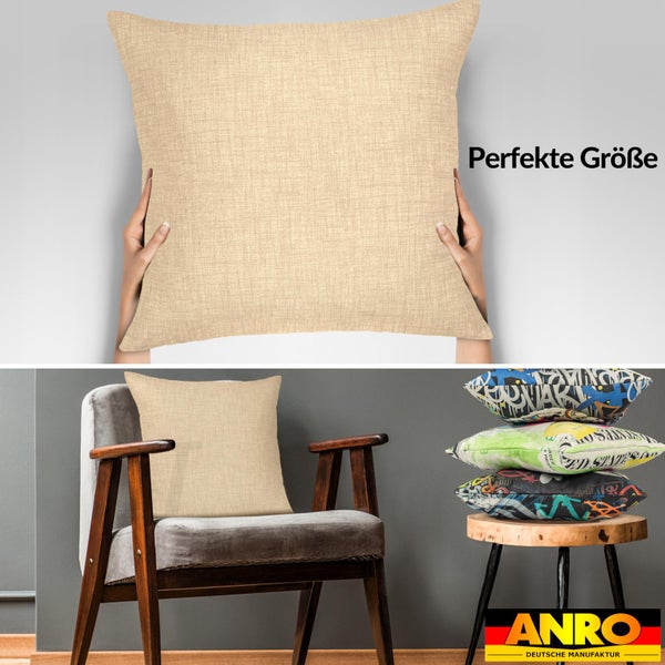 Kissenhülle Creme 60x60cm ohne Füllung Leinenoptik