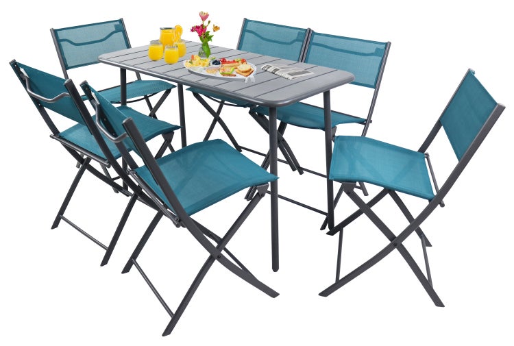 7 tlg. Bistroset Balkonset Gartenset Metall Sumila