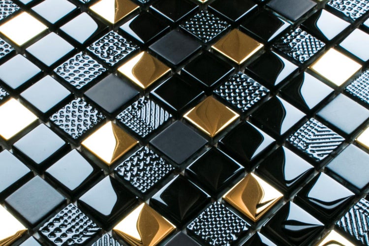 Glasmosaik auf Netz für Bad und Küche 30cm x 30cm  - Volcano Gold