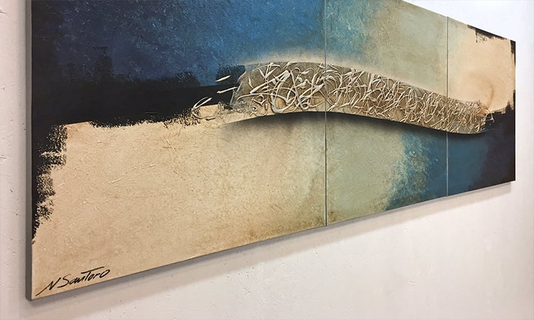 Das moderne Wandbild -Cold Wave- 210x70x2 cm handgemaltes Unikat