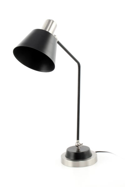 Minimalistische Tischlampe mit Kegel Schirm in Silber schwarz | Wohnzimmer Esszimmer Leuchte