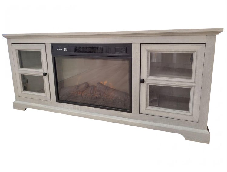 Kamin-TV-Schrank mit Glastüren und elektrischem Kamin