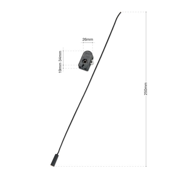 Zeichnung des Artikels mit einer Länge von 250 Millimetern