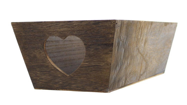 FRANK FLECHTWAREN | Holzkiste Herz, braun, HOLZ, 40 x 20 x 13 cm, ohne Inhalt