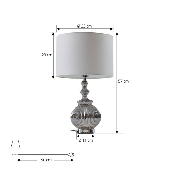 Lindby Tischlampe Loraine (Skandinavisch) in Weiß aus Textil (1 flammig, E27) - Tischleuchte Schreibtischlampe Nachttischlampe Wohnzimmerleuchte