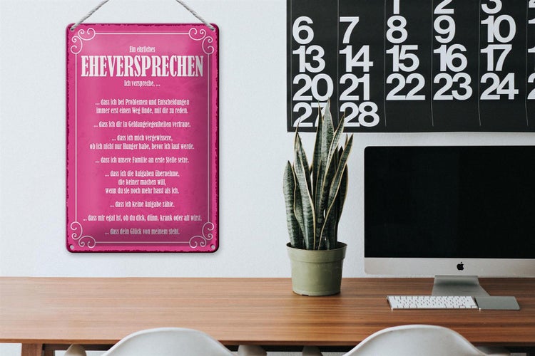 Blechschild Spruch 20x30cm ein ehrliches Eheversprechen