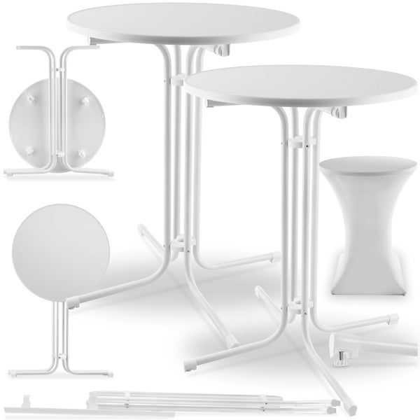 Mehrere Ansichten von Stehtischen und einem Barhocker