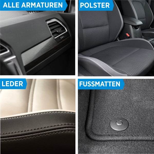 Prinox® Profi Auto Innenraum Reiniger Set 500ml - Cockpitpflege Auto für die Innen Reinigung von Kunststoff, Polster, Leder & Armaturen - Autopflege Innenraumreiniger mit Bürste - Cockpit Reiniger