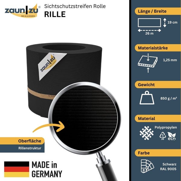 Zaun zu Sichtschutzstreifen Rolle Rille aus Polypropylen mit Rillenstruktur