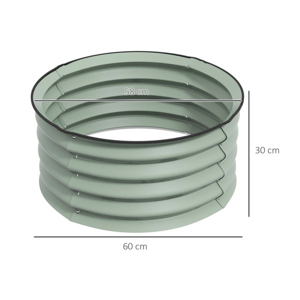 Outsunny 2er-Set Hochbeet aus Stahl, Pflanzbeet Frühbeet Gartenbeet Blumenkasten stapelbar, Pflanzkasten Gemüsebeet Ø60x30cm für Garten Balkon, Pflanzkübel für Blumen, Pflanzen, Gemüse