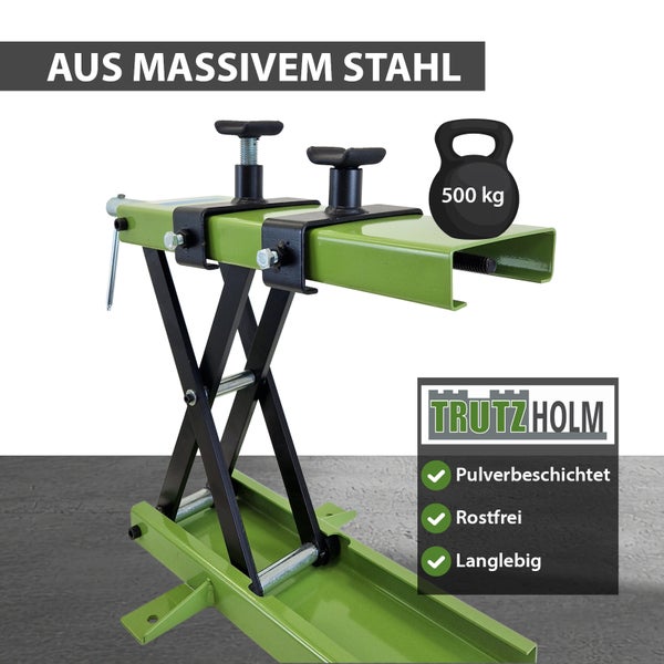 Motorradheber aus massivem Stahl mit Trutzholm Logo