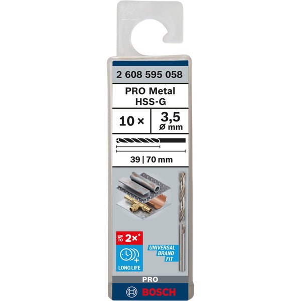 Bosch Pro Metall HSS-G Metallbohrer Set, 10 Stück, 3,5 Millimeter