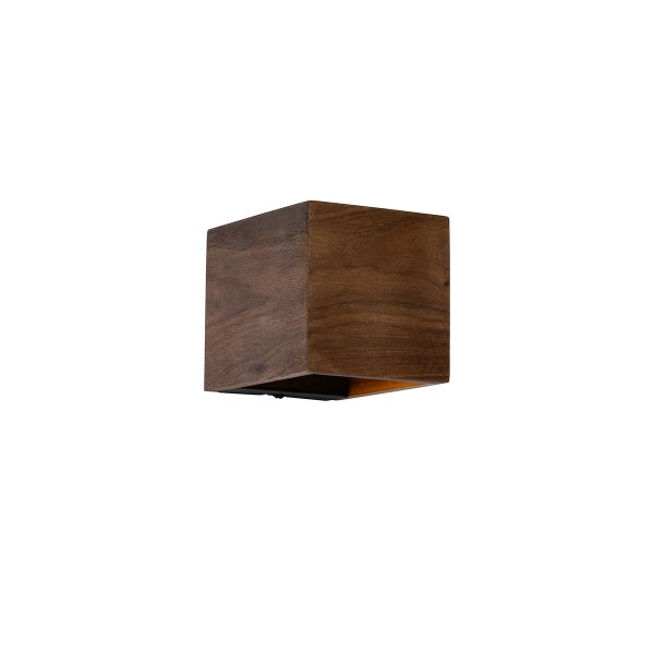 Wandleuchte aus Holz in kubischer Form als moderne Innenbeleuchtung