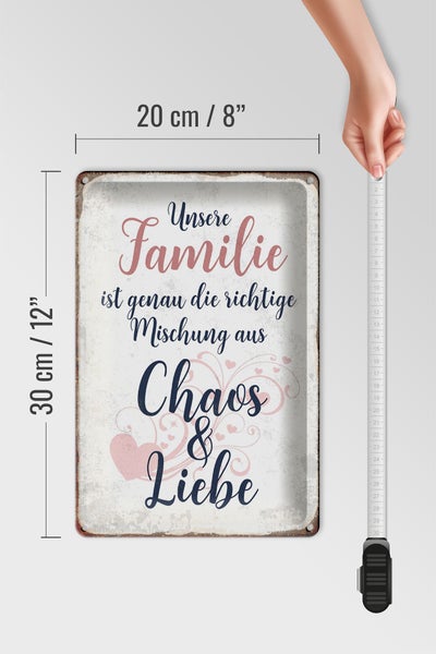 Blechschild Spruch 20x30cm unsere Familie Schild