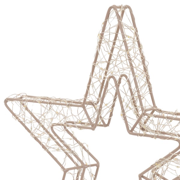Weihnachtsstern aus Metall mit Lichterkette als Weihnachtsbeleuchtung für Innenräume