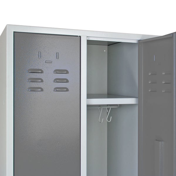 PROREGAL Garderobenschrank Ermine mit 3 Türen HxBxT 178 x 89 x 50 cm Lichtgrau Grau