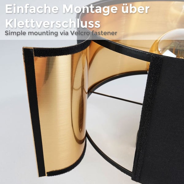 Deckenleuchte Ø30 cm - Stoffschirm, E27 Fassung, retro, schwarz-gold