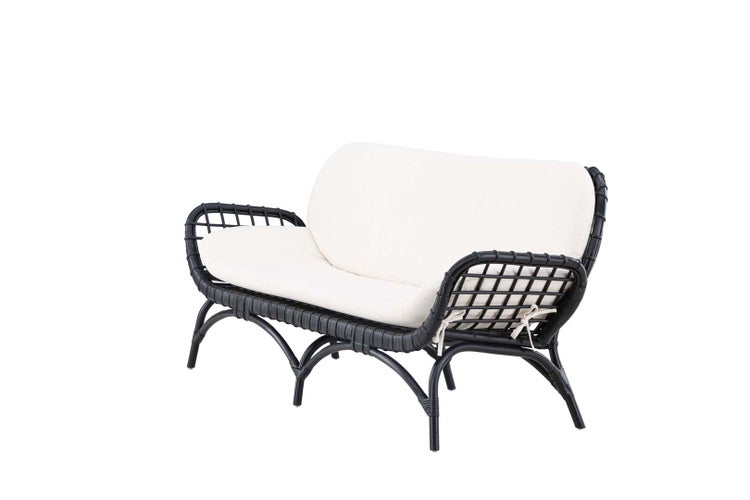 Moana Gartensofa mit Gartenkissen 2 Pers. schwarz. 180 X 67 X 75 cm