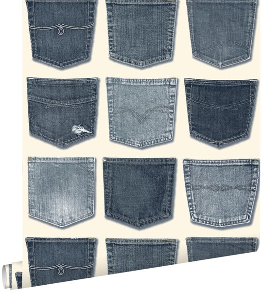 ESTAhome Tapete Jeanstaschen Hellblau - 53 cm x 10.05 m - 137739