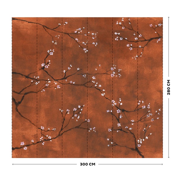 Chinesische Blüte - Fototapete - Kupfer - 280x300 cm