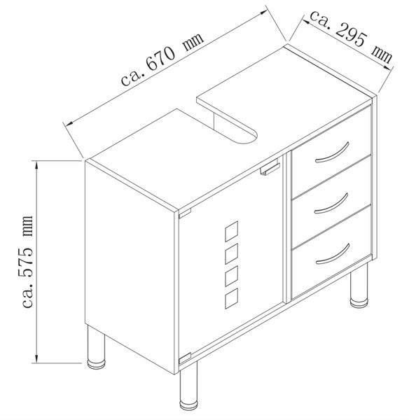 Holz Badmöbel Badunterschrank Darola Schublade