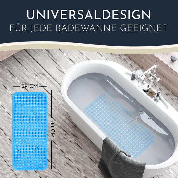 Homerella Badewannenmatte rutschfest Hautsensitiv 88x39cm, INKL. AUFHÄNGUNG | Antirutschmatte Badewanne BPA frei | Duschmatte schimmelresistent & maschinenwaschbar | Badematte rutschfest